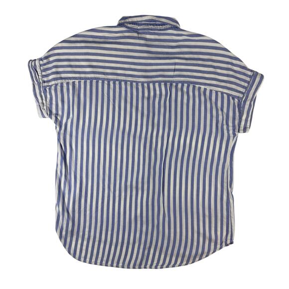 Beach Lunch Lounge Blue White Stripe Button Up Shirt Women’s L Rayon Lyocell - Picture 3 of 7